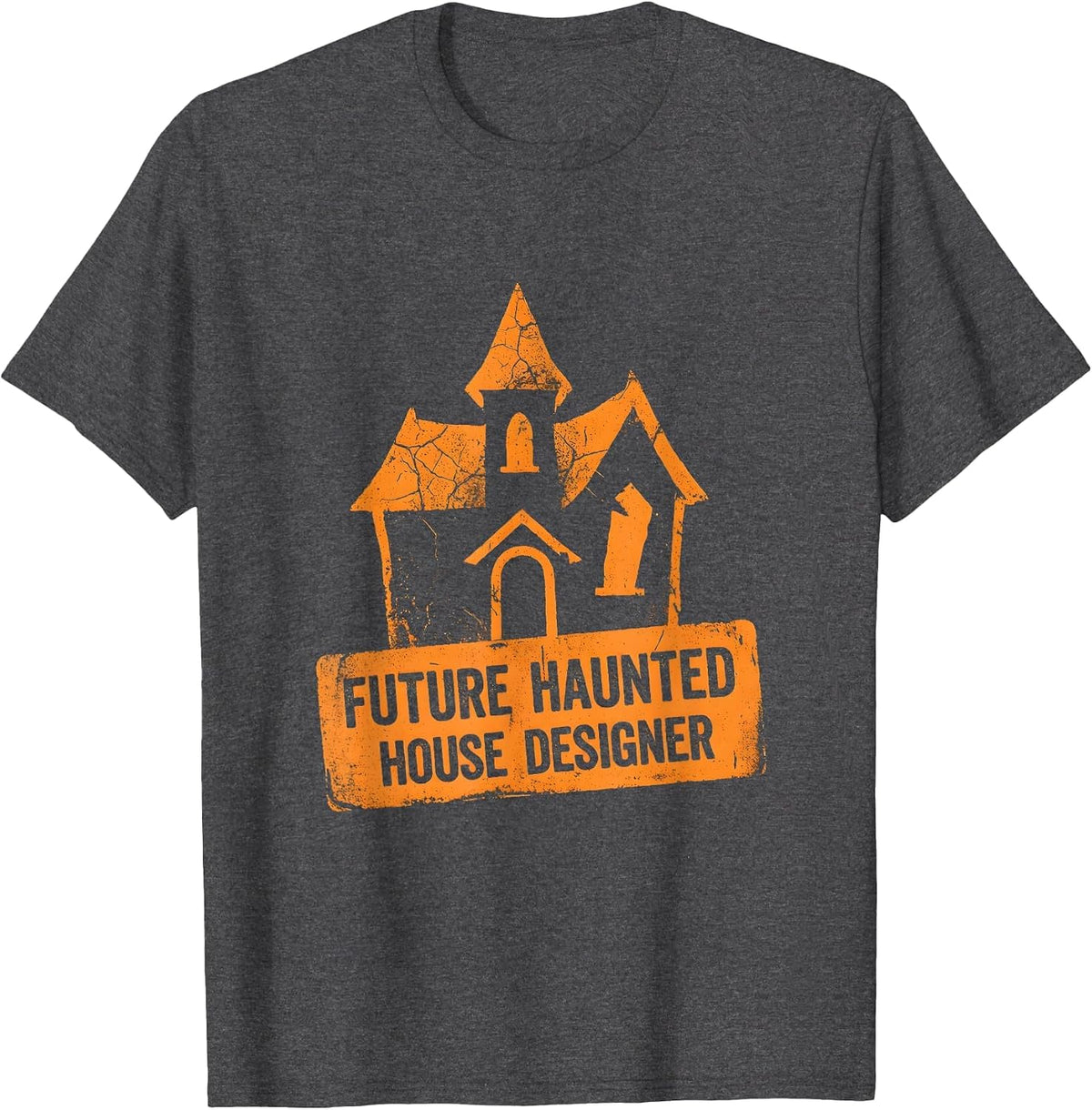 Future Haunted House Designer Boys Halloween T-Shirt - Dark Heather Grey