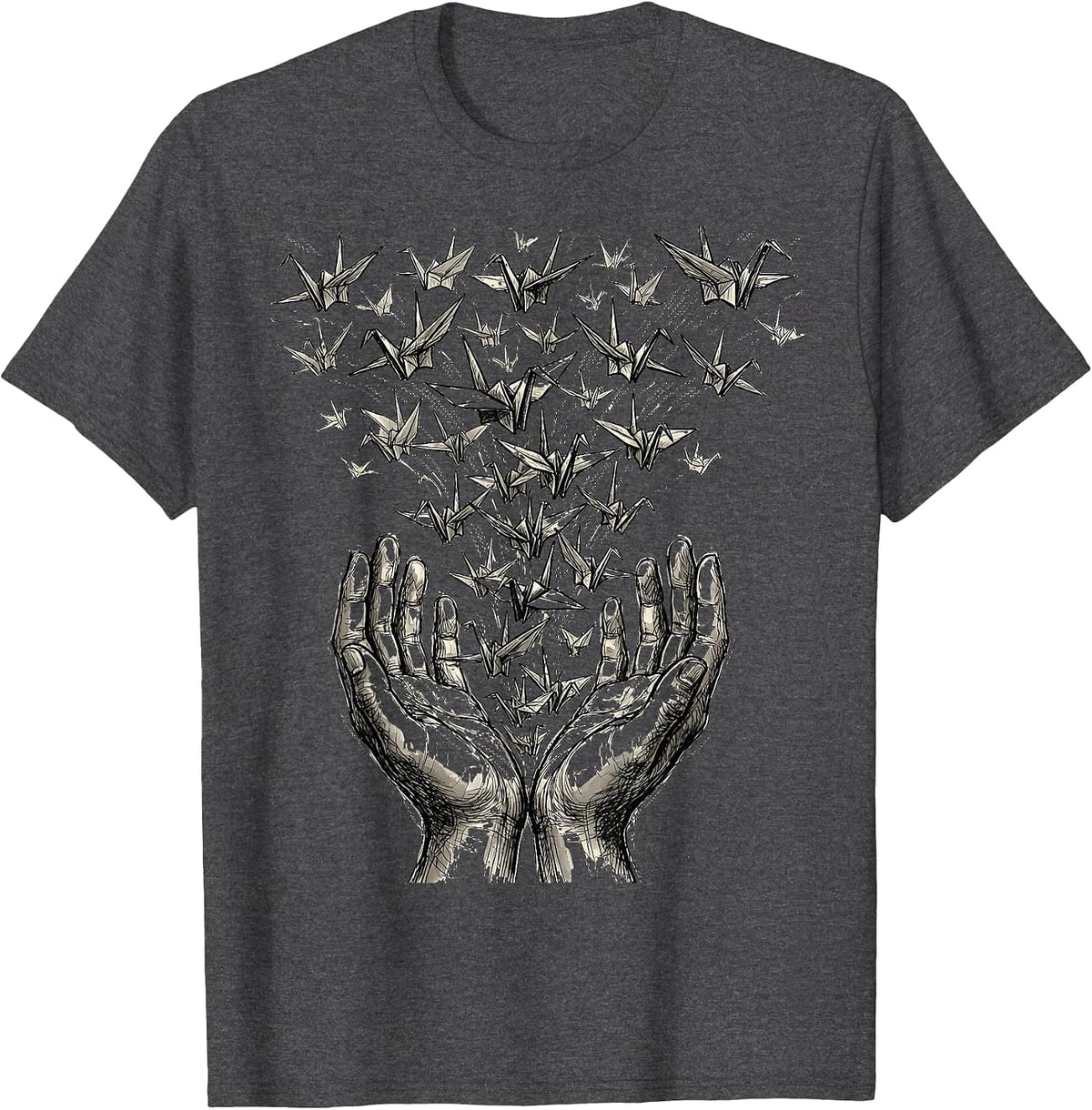 Special Education Teacher Paper Birds Illustration T-Shirt - Dark Heather Grey