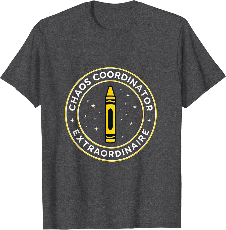 Men's Chaos Coordinator Extraordinaire PreK Teacher T-Shirt - Dark Heather Grey