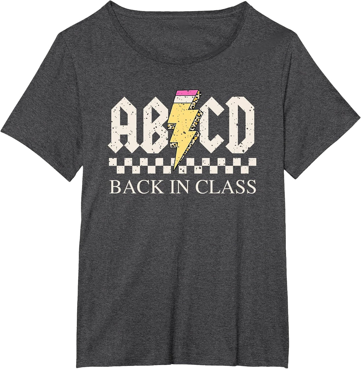 Boys Girls Teachers Rock Back to School ABCD Back in Class T-Shirt - Dark Heather Grey