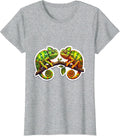 Twin Chameleons on a Branch Twin Day Design T-Shirt - Heather Grey