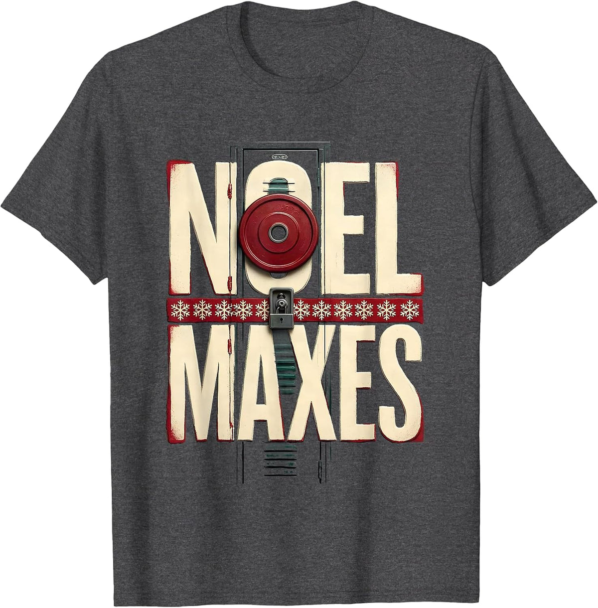 Men's Noel Maxes Funny Christmas Gym Workout Weightlifting Gift T-Shirt - Dark Heather Grey
