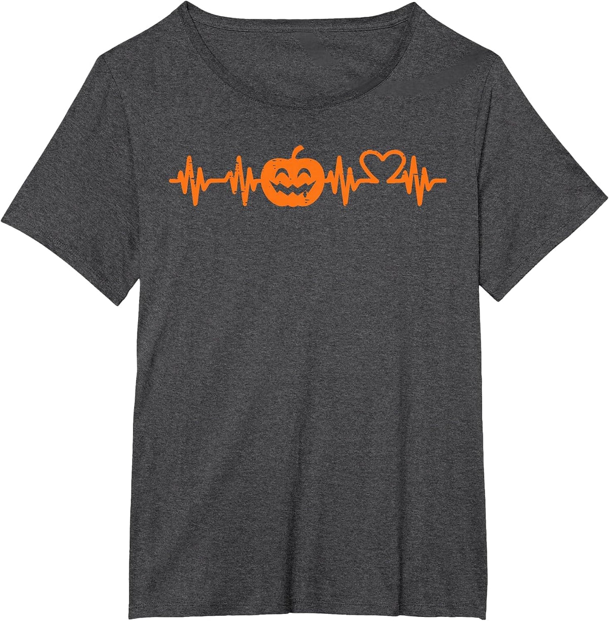 Halloween Nurse Heartbeat Pumpkin Costume Scrub Top Women T-Shirt - Dark Heather Grey