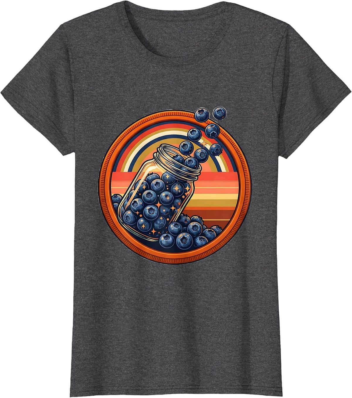 Women's Patriotic Blueberries Tumbling Mason Jar T-Shirt - Dark Heather Grey