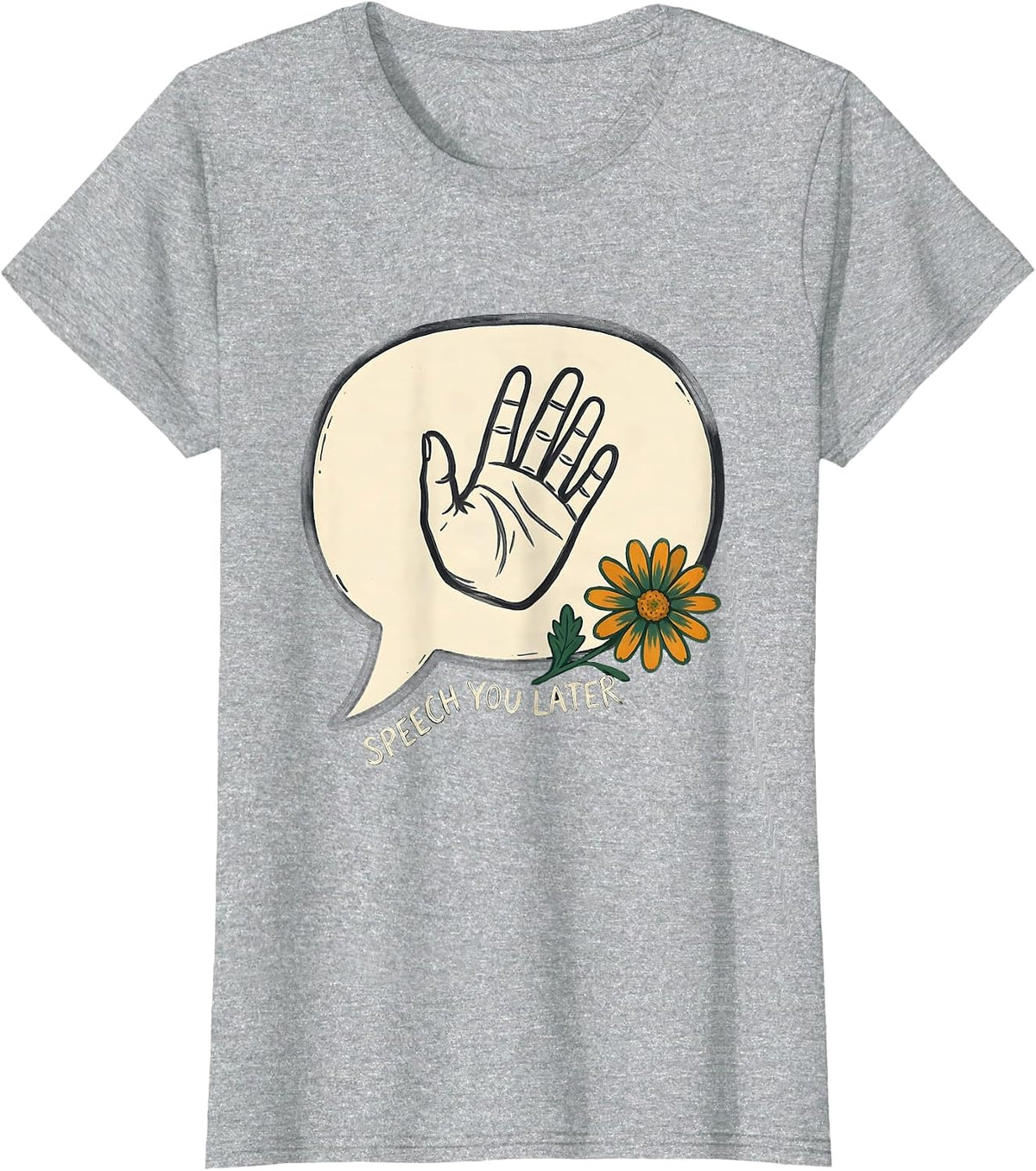 Women's Speech You Later Retro Folk Art Speech-Language Pathologist T-Shirt - Heather Grey