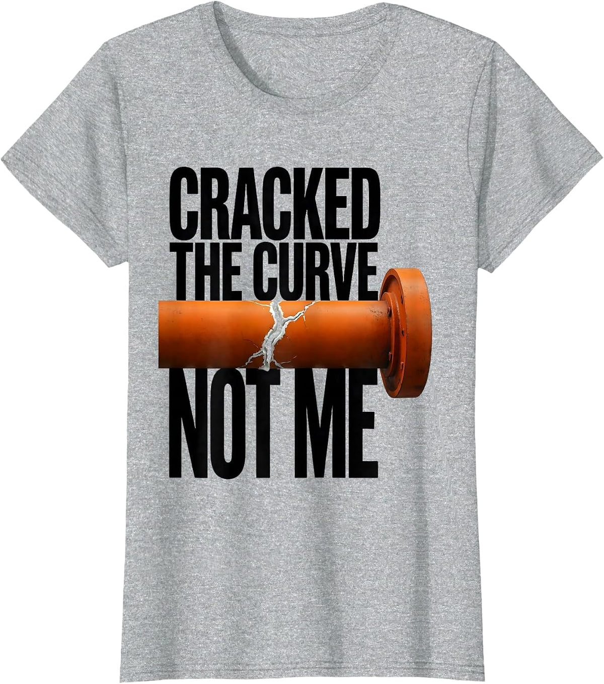 Cracked The Curve Not Me Brutalist Gym Gingerbread Man T-Shirt - Heather Grey