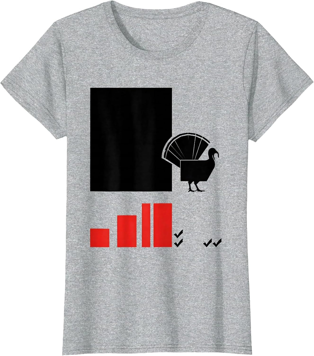 Women's Geometric Gobbler Hunting Humor Thanksgiving Gift T-Shirt - Heather Grey