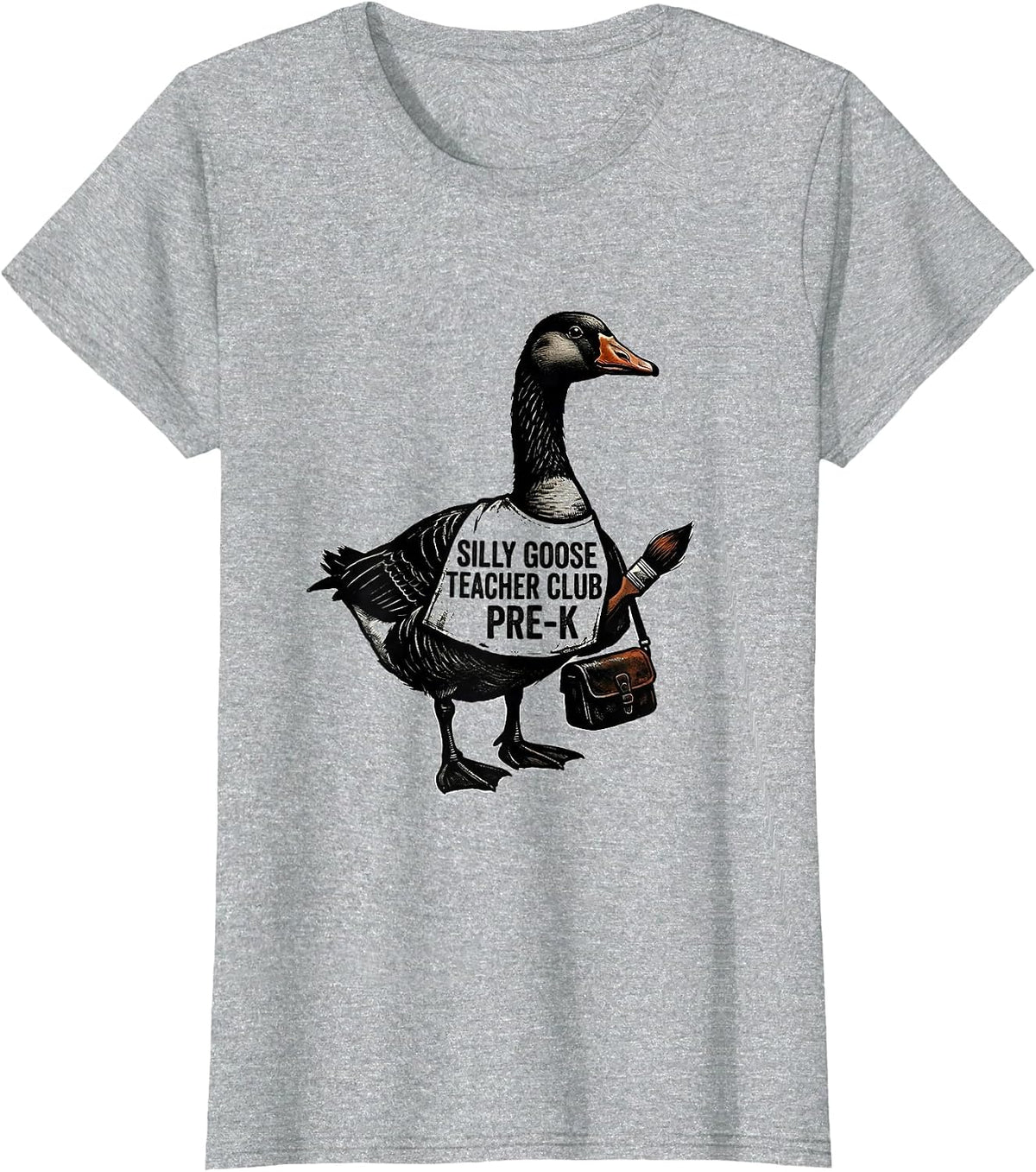 Women's Silly Goose Teacher Club Pre-K Funny Back to School T-Shirt - Heather Grey
