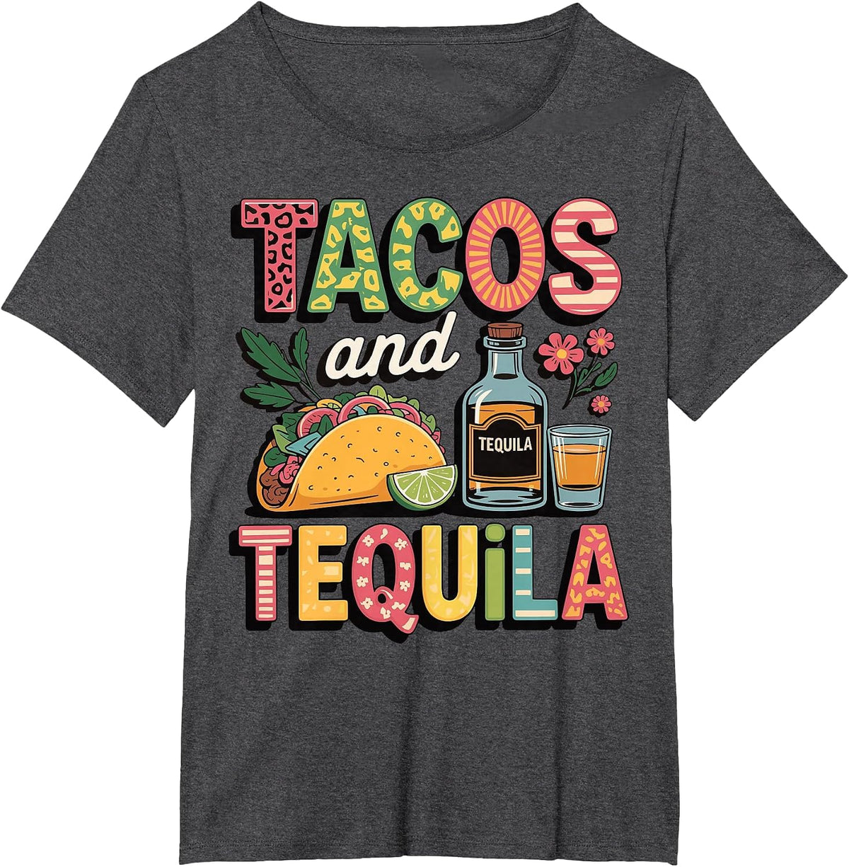 Tacos and Tequila T-Shirt - Dark Heather Grey