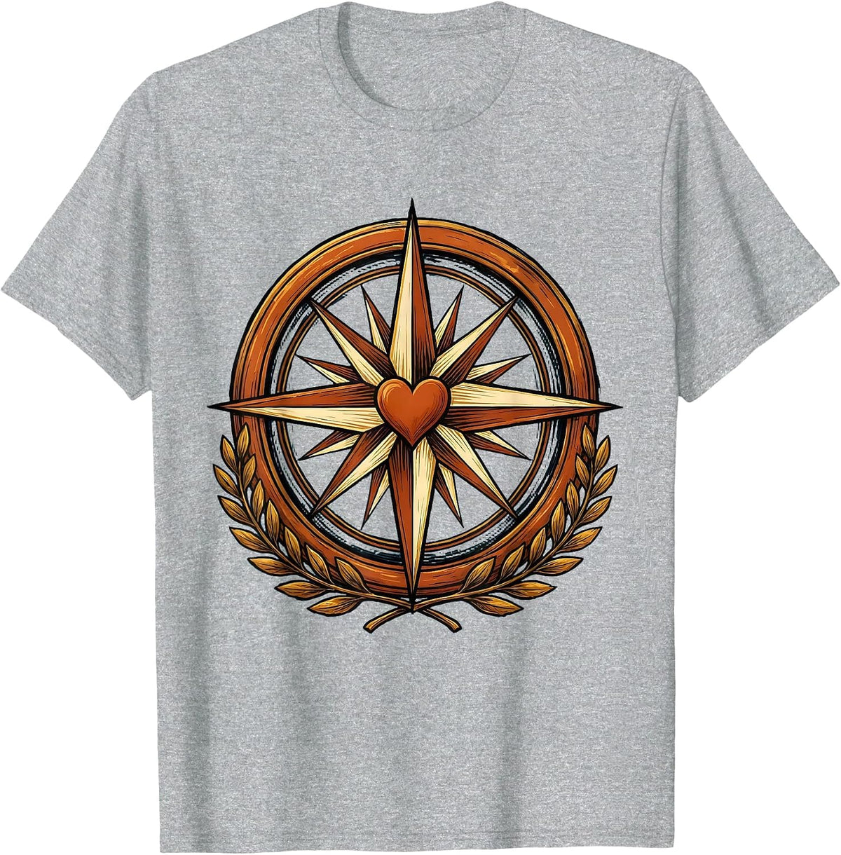 Men's Social Worker Compass Rose Heart Graphic T-Shirt - Heather Grey