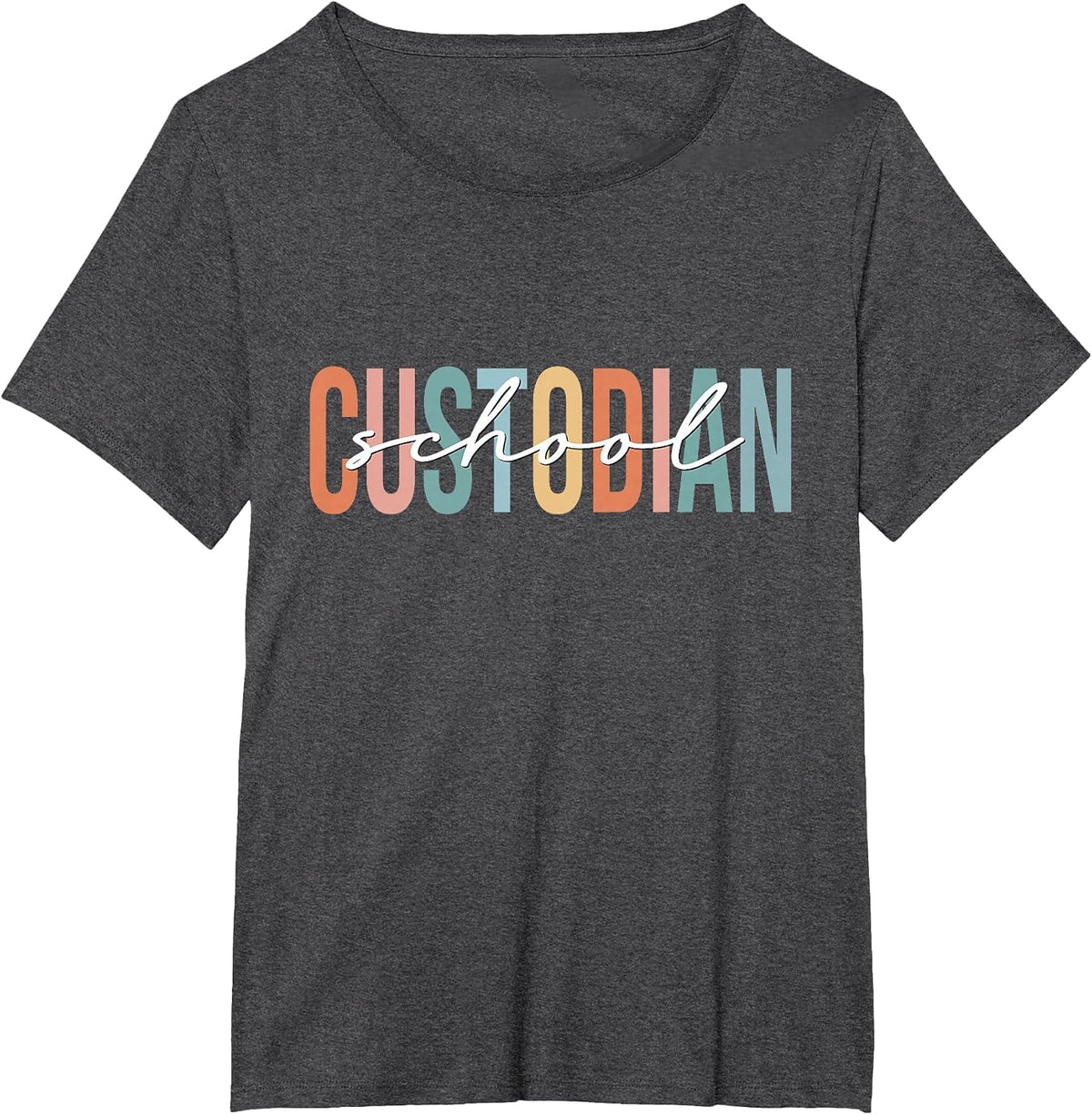 Boho Retro Vintage School Custodian Back to School T-Shirt - Dark Heather Grey