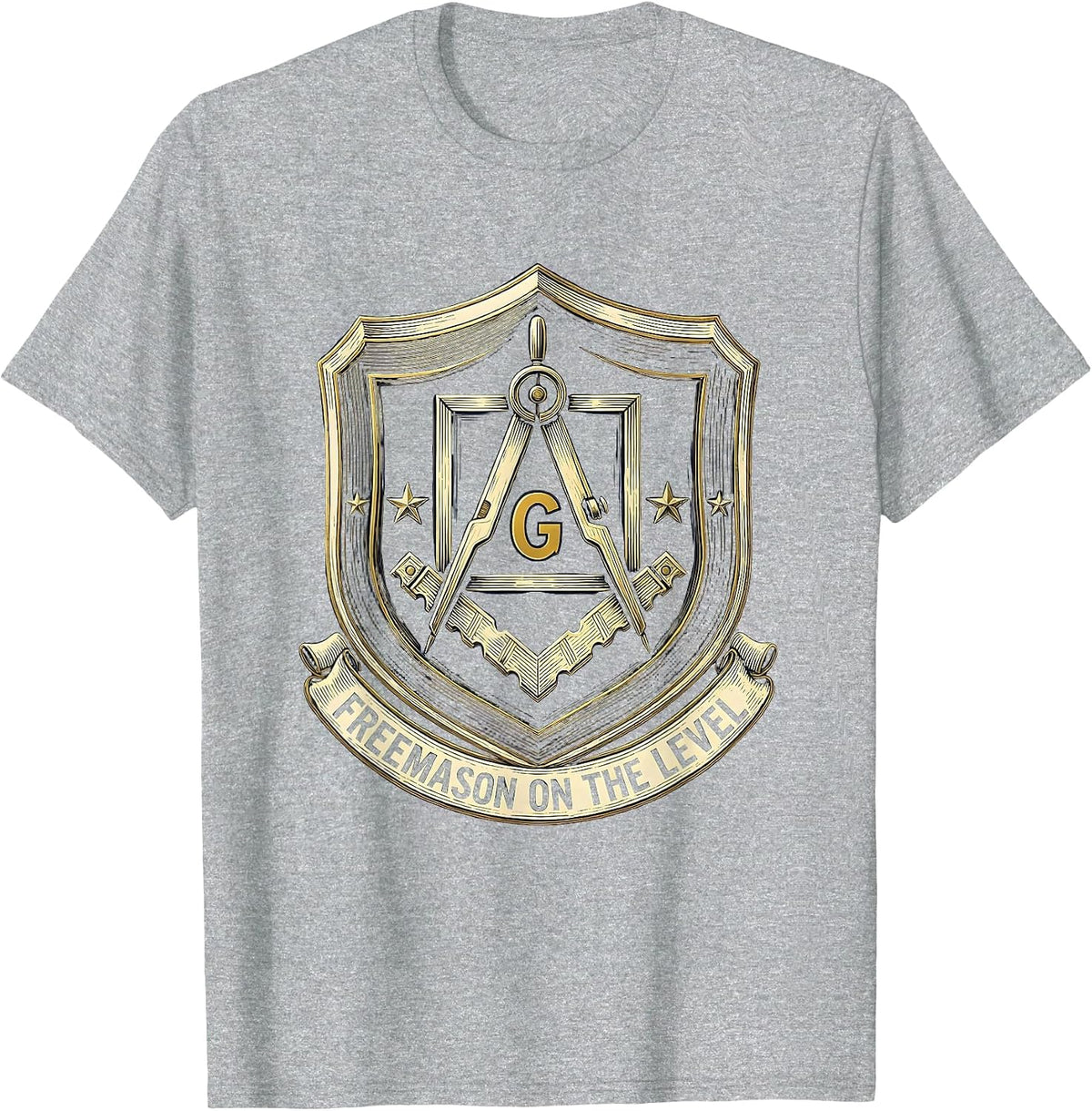 Men's Freemason On The Level Masonic Fraternal Pride Square & T-Shirt - Heather Grey