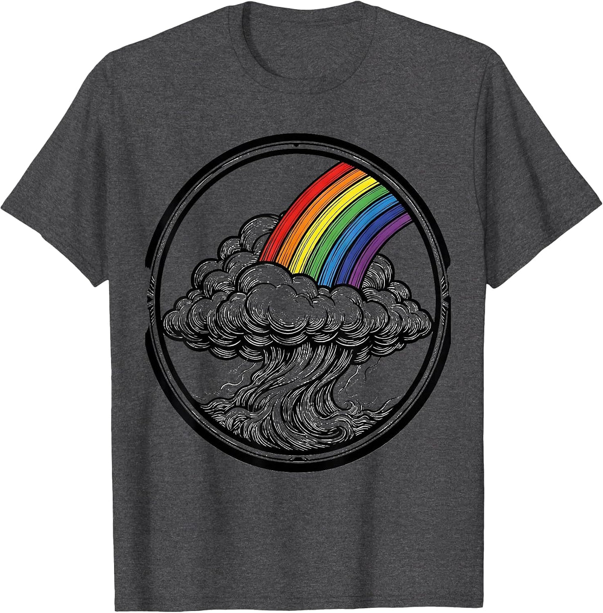 Social Worker Storm Cloud Rainbow Graphic T-Shirt - Dark Heather Grey