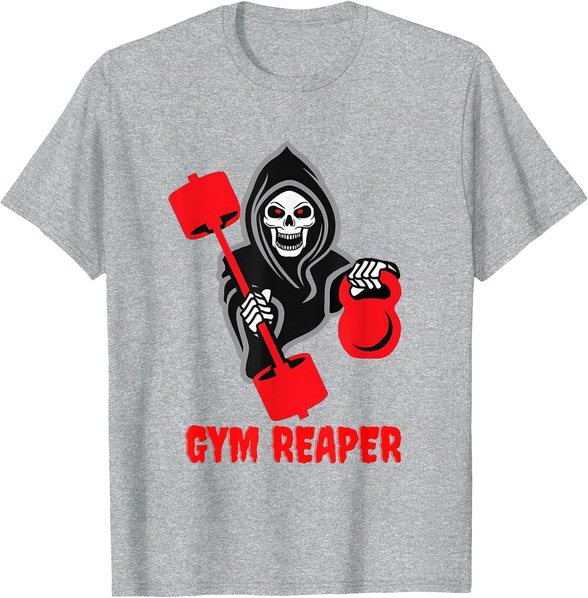 Gym Reaper Funny Halloween Workout T-Shirt - Heather Grey