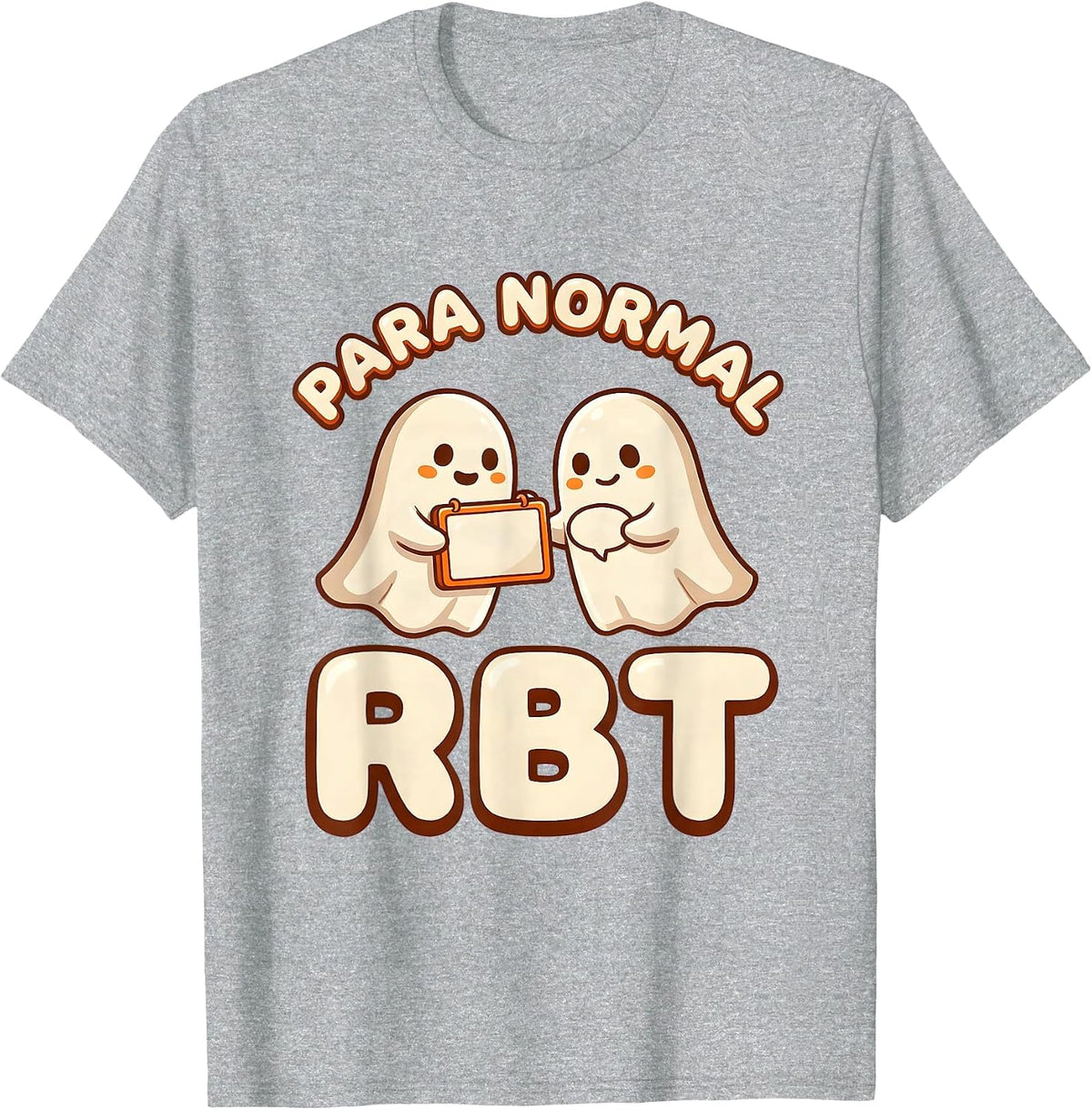 Men's Para Normal RBT Cute Kawaii Ghost Paraprofessional Halloween T-Shirt - Heather Grey
