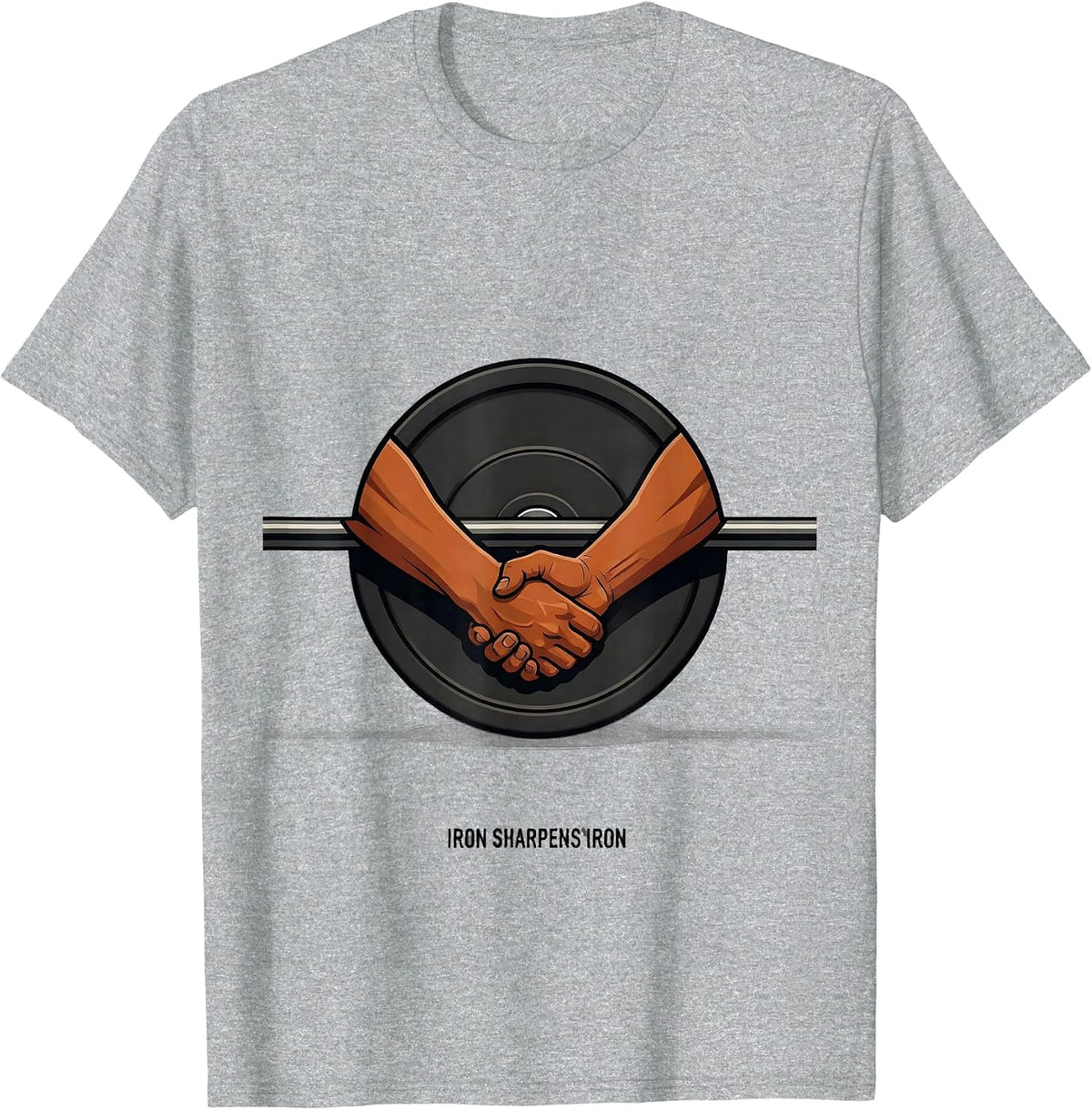 Men's Iron Sharpens Iron Editorial Conceptual Christian Gym T-Shirt - Heather Grey