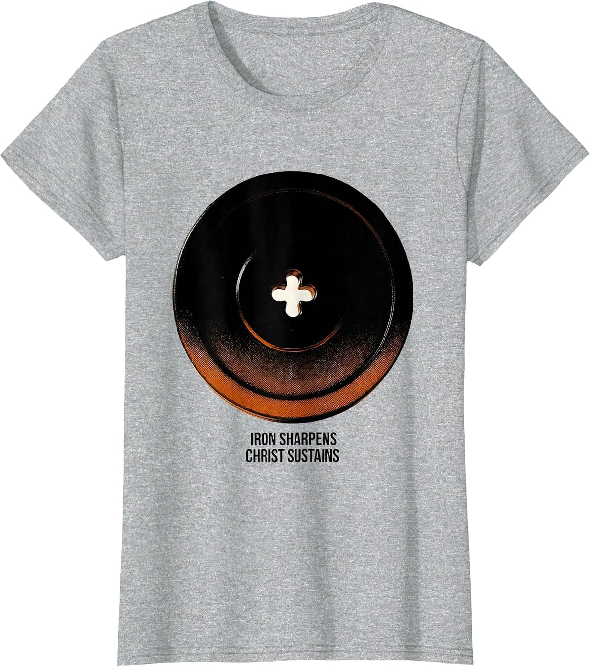Iron Sharpens, Christ Sustains Faith Workout Gym Lifter Gift T-Shirt - Heather Grey