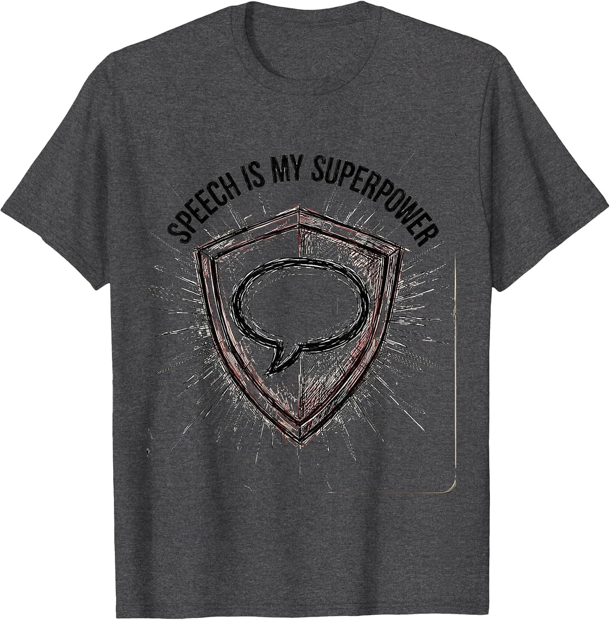 Men's Speech Is My Superpower SLP Design T-Shirt - Dark Heather Grey