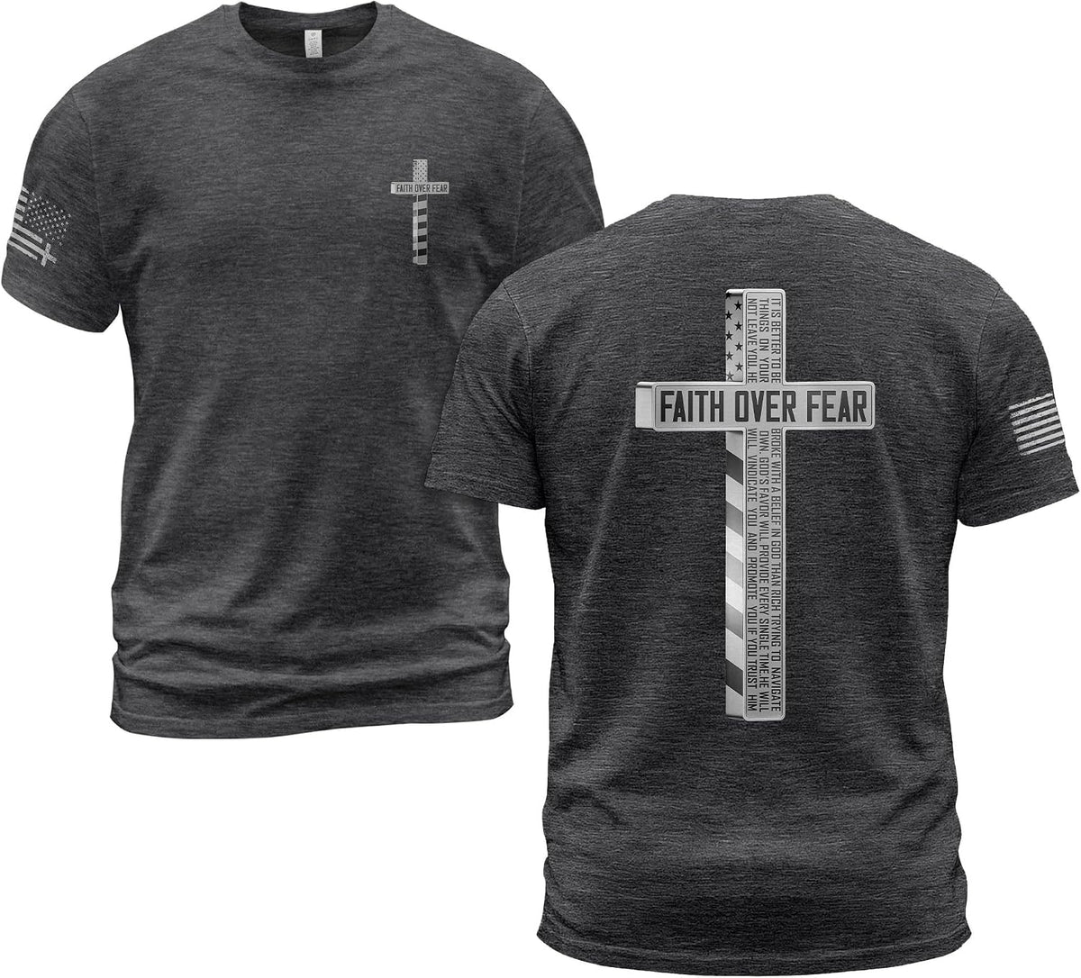 Faith Over Fear Shirt, Faith Shirts Men, Jesus Tshirt - Ds02-dark-heather
