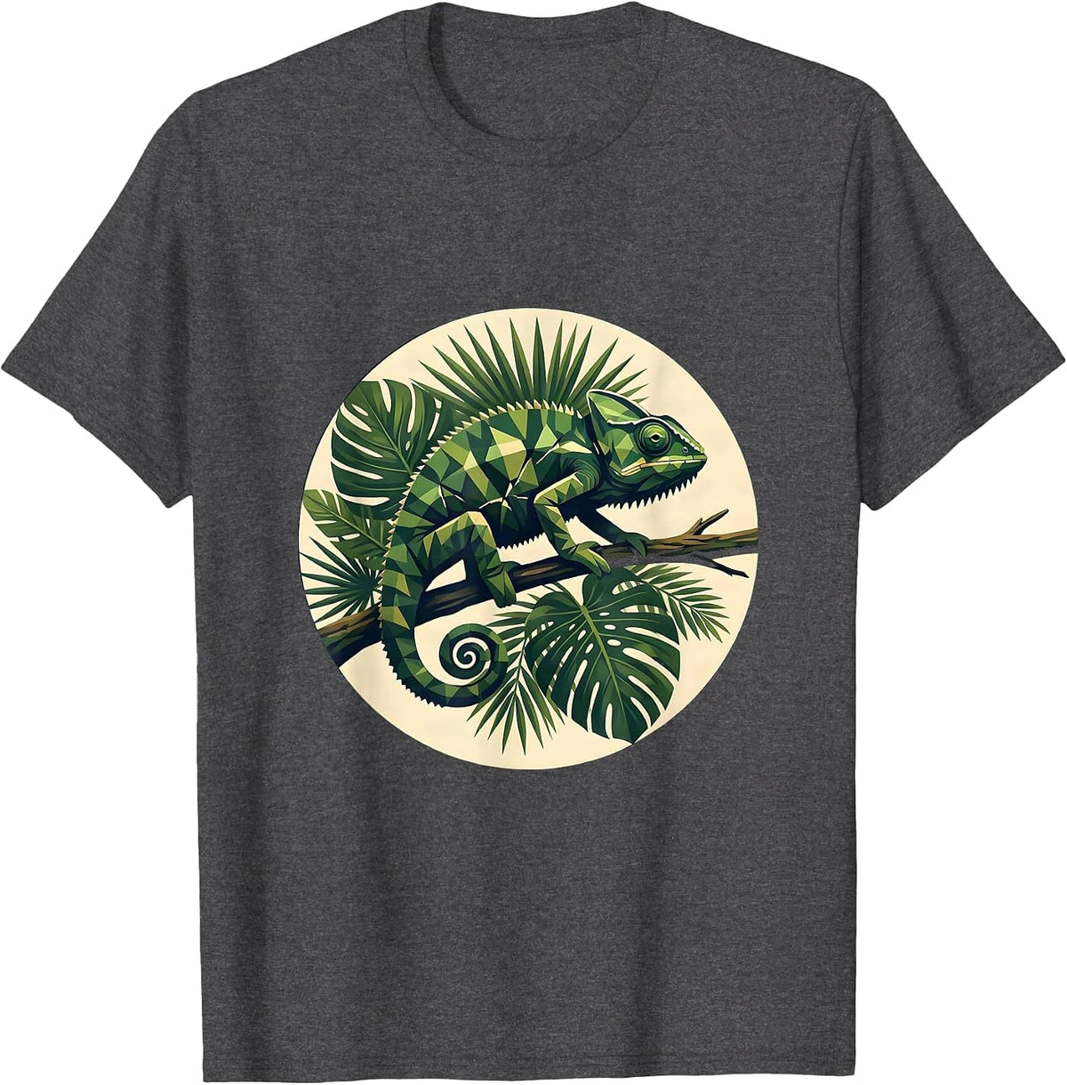 Men's Chameleon Jungle Camo Graphic Design T-Shirt - Dark Heather Grey