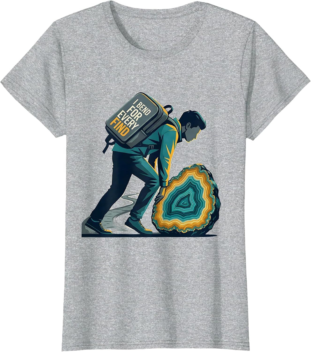 I Bend For Every Find Funny Rock Collector Geode Hunter T-Shirt - Heather Grey