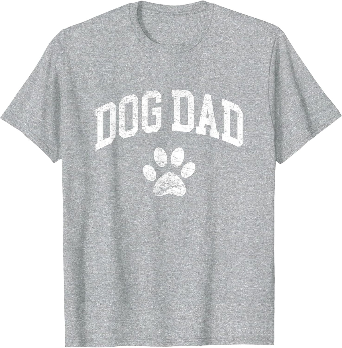 Dog Dad - Distressed Design Style - Funny Dog Paw - Classic T-Shirt - Heather Grey