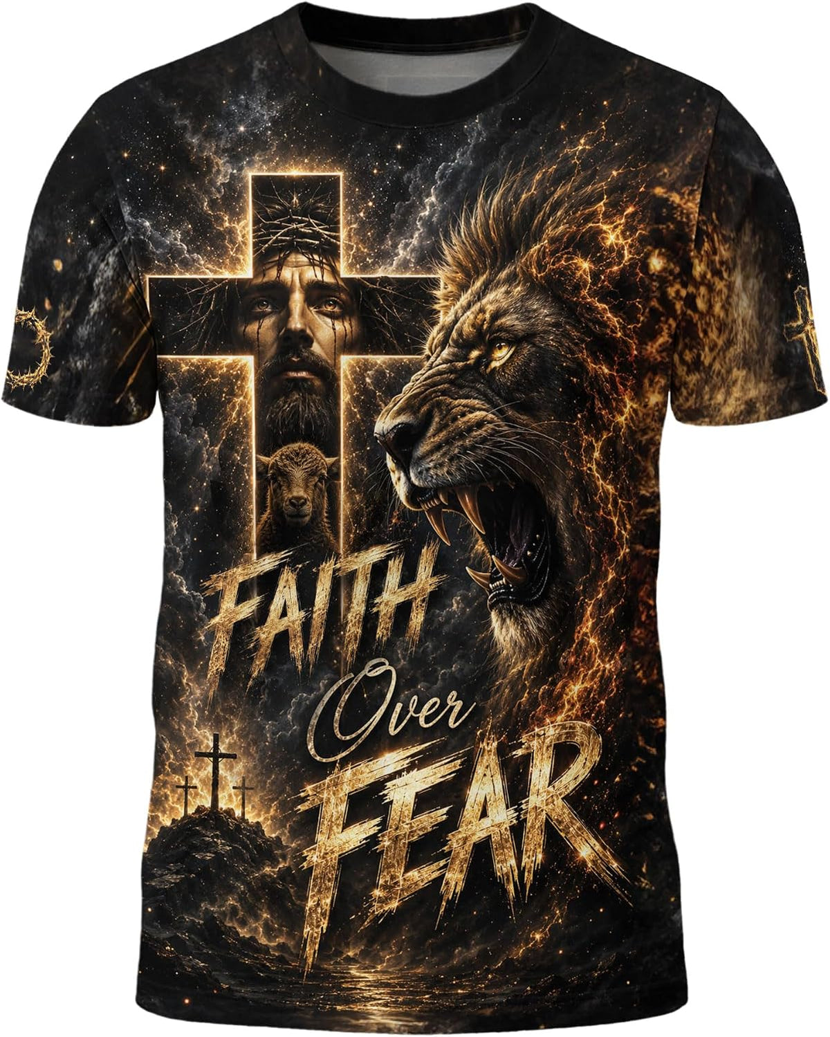Jesus Faith Over Fear Shirt, Christian Shirts for Men, Faith Tshirt - Ds02