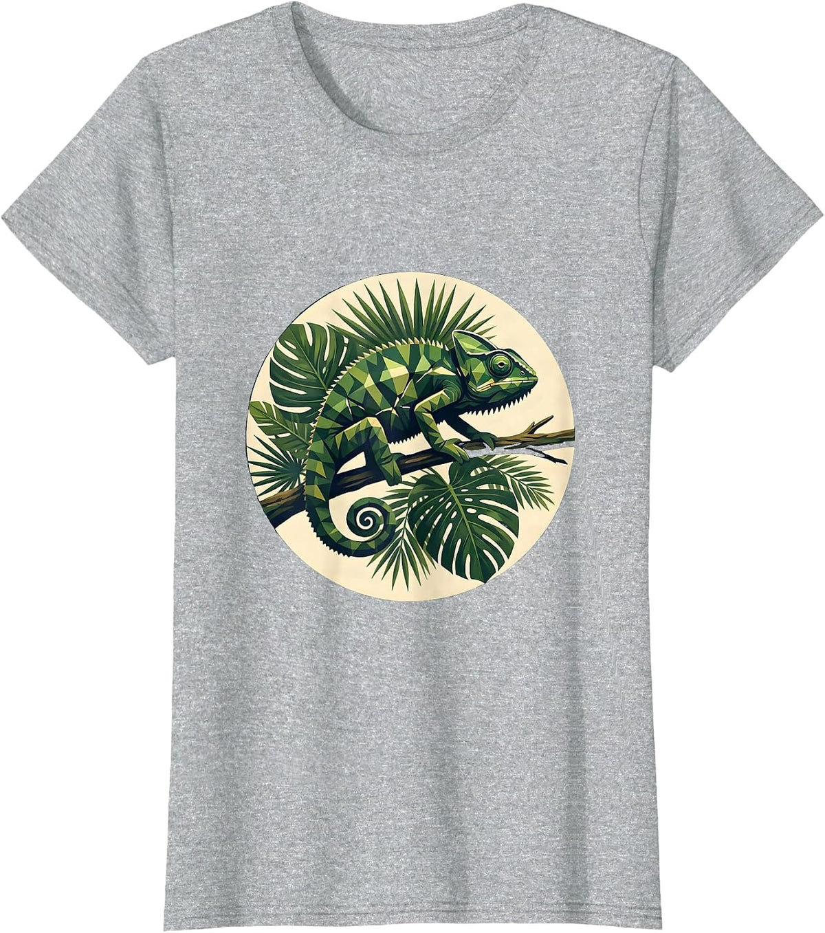 Women's Chameleon Jungle Camo Graphic Design T-Shirt - Heather Grey