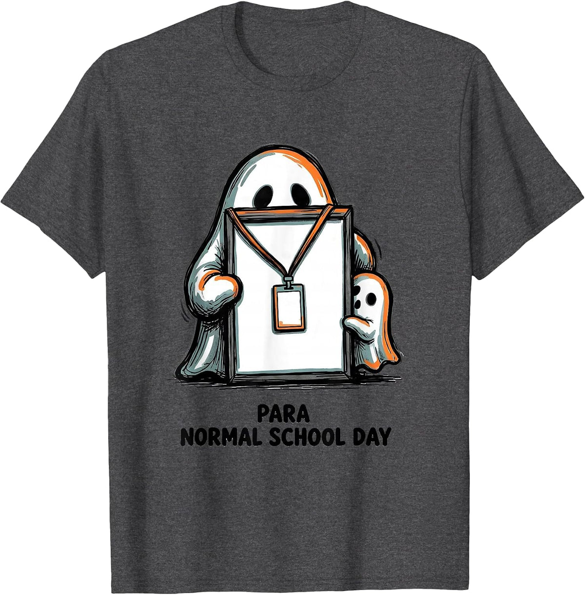 Men's Para Normal School Day Ghost Sped Paraeducator Halloween T-Shirt - Dark Heather Grey