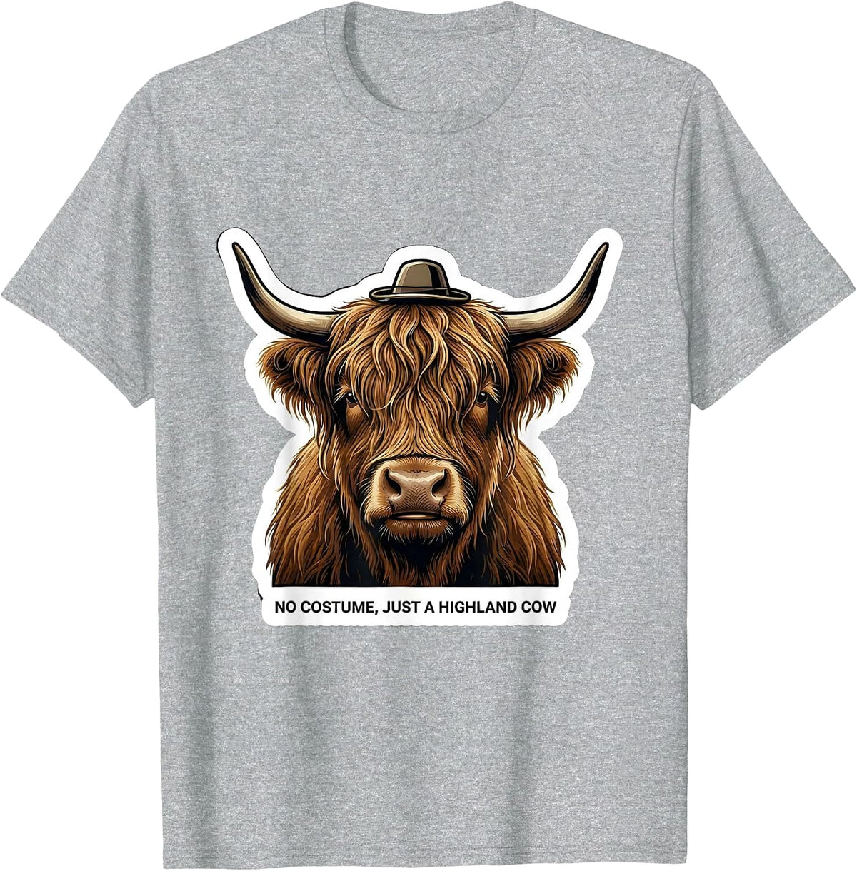 Men's No Costume, Just A Highland Cow Funny Highland Cow Lover T-Shirt - Heather Grey