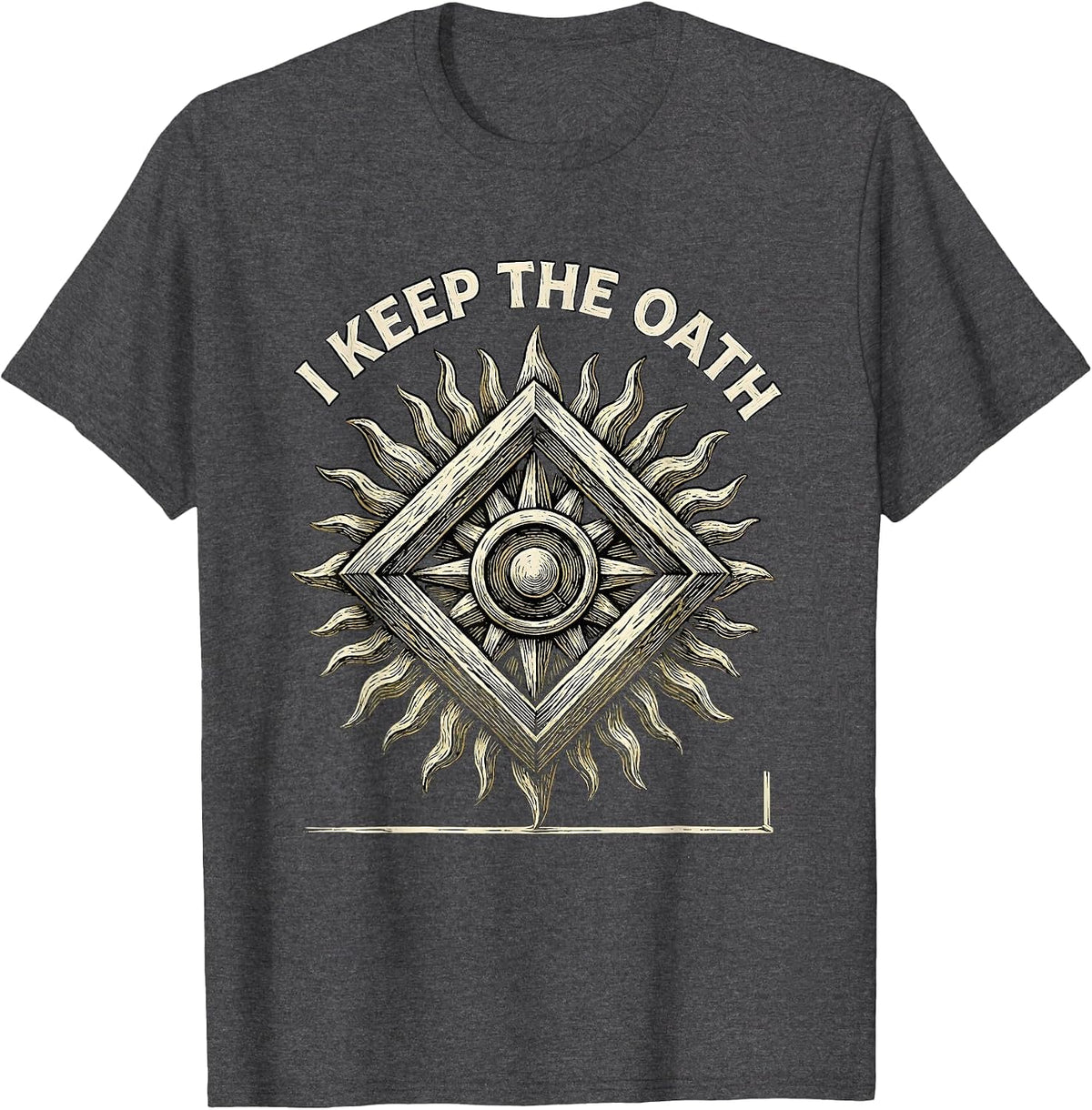 Men's I Keep The Oath Freemason Square and Compass Masonic T-Shirt - Dark Heather Grey