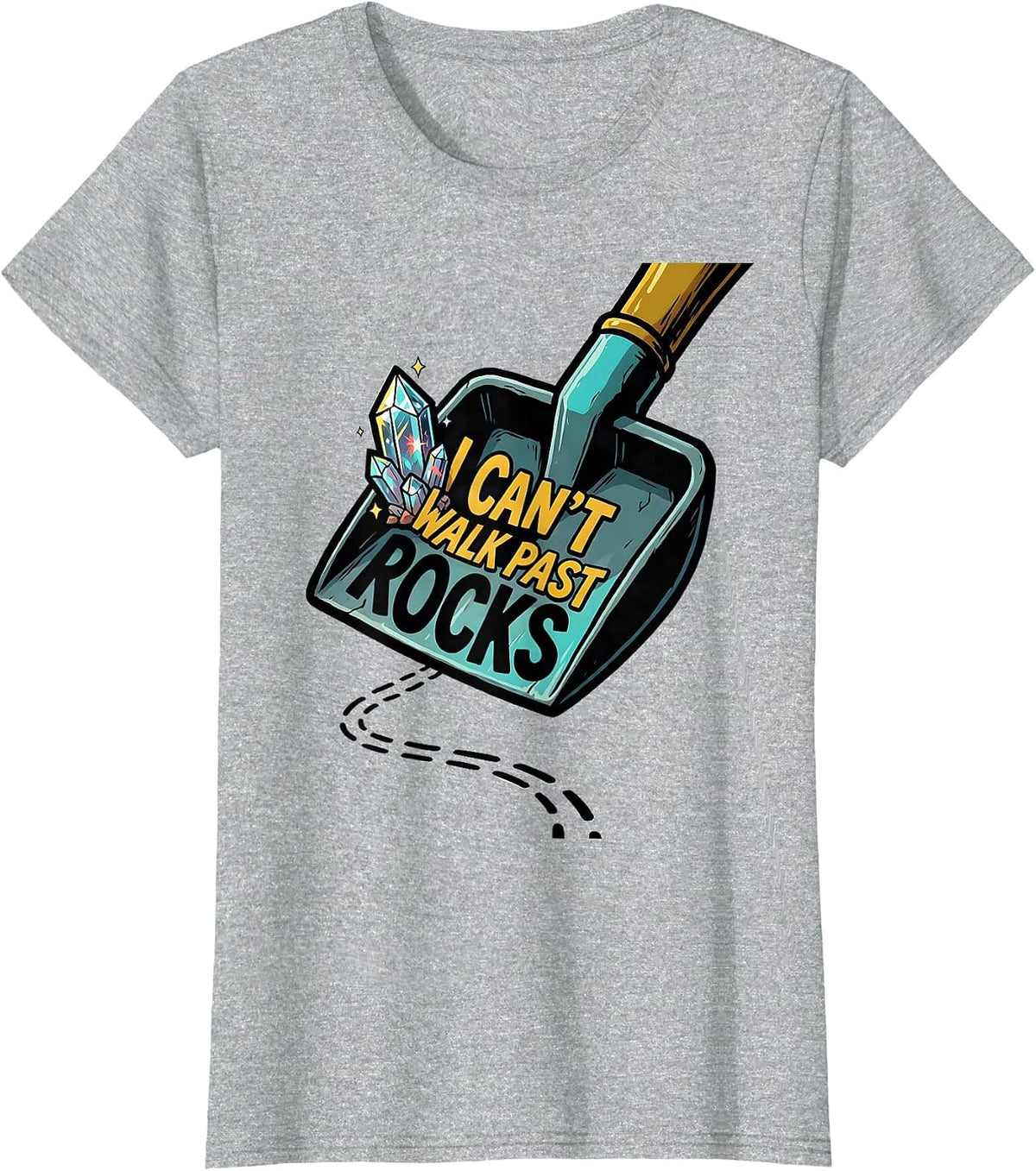 Women's I Can't Walk Past Rocks Funny Rock Collector Geode Hunter T-Shirt - Heather Grey
