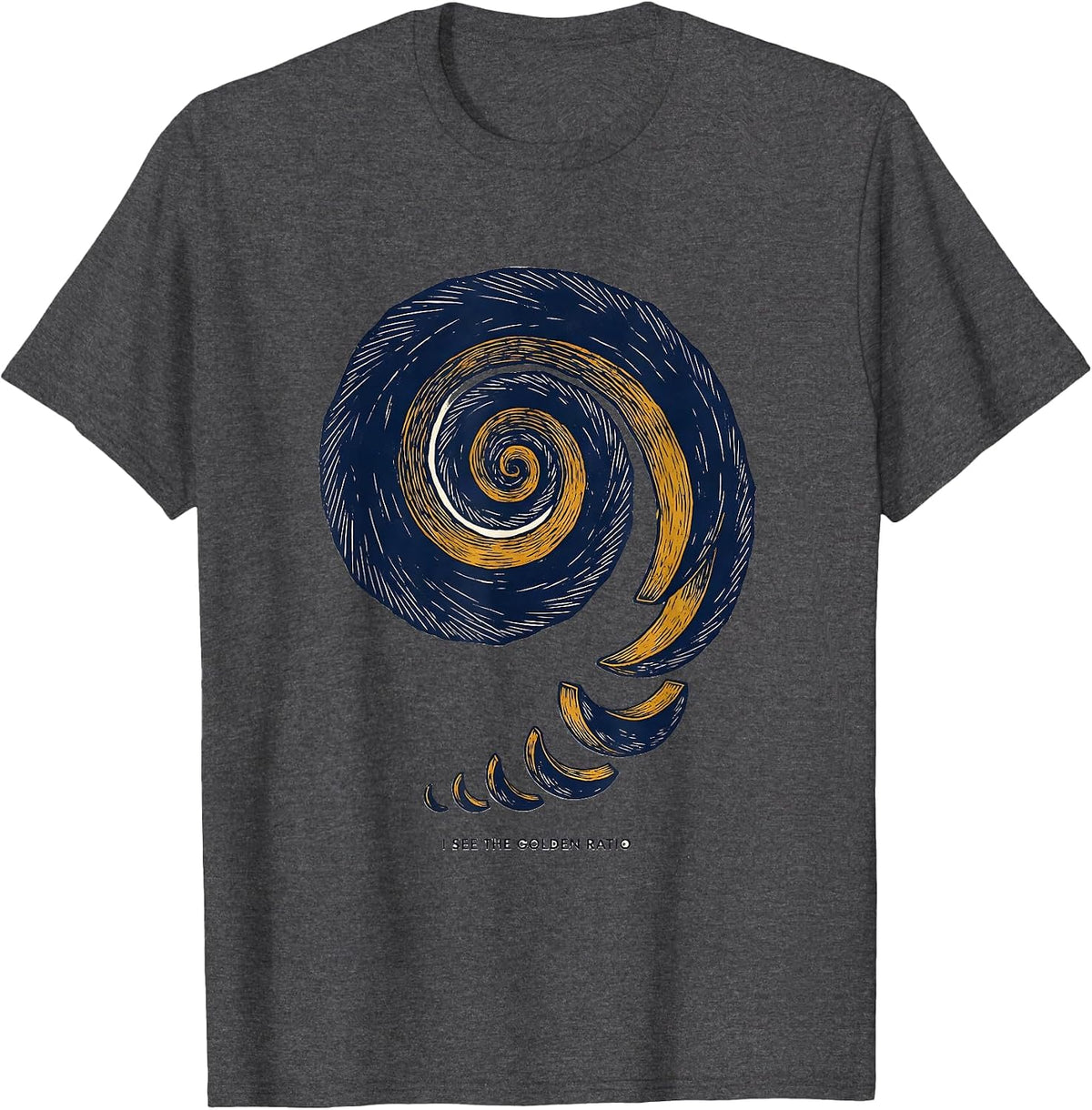 I See The Golden Ratio Linocut Math Enthusiast Sacred T-Shirt - Dark Heather Grey