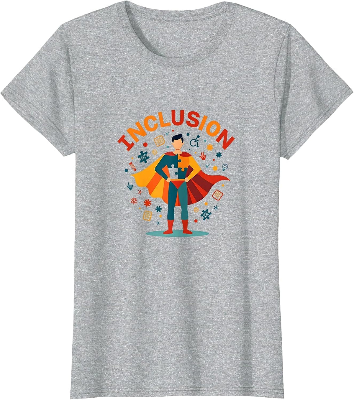 Inclusion Teacher Superhero Gift Special Education T-Shirt - Heather Grey
