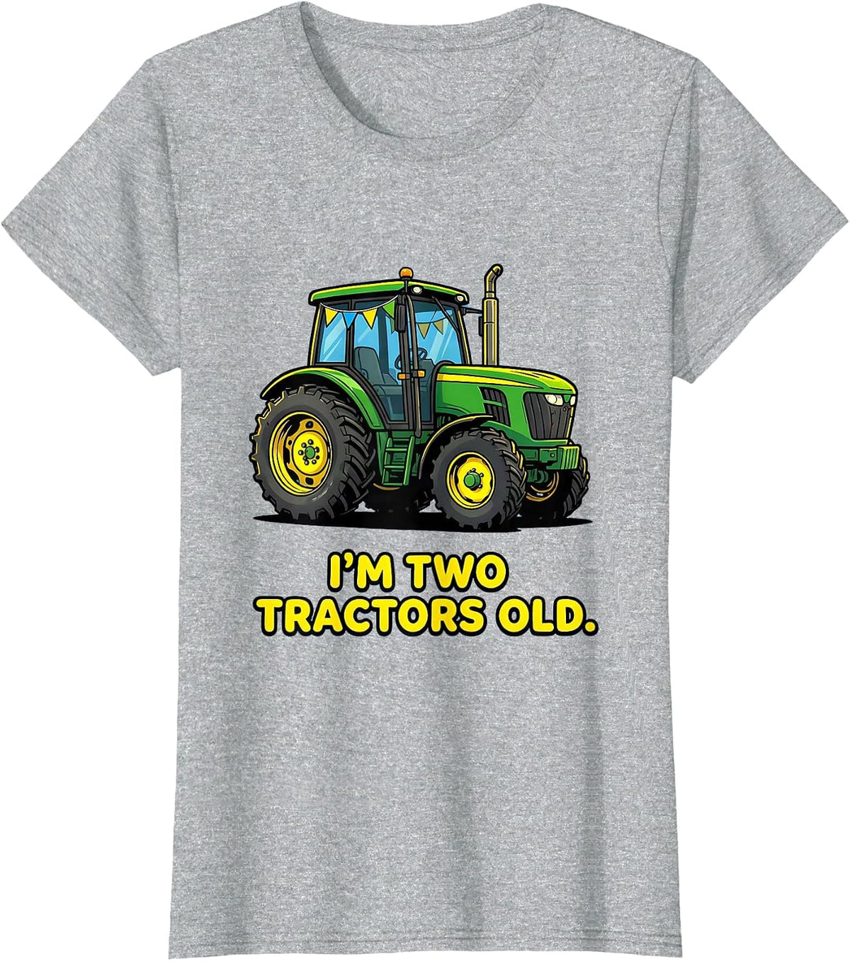 I'm Two Tractors Old Funny Toddler Boy Tractor Lover 2nd T-Shirt - Heather Grey