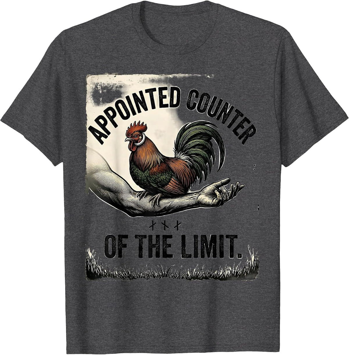 Men's Appointed Counter Of The Limit Vintage Pheasant Hunter T-Shirt - Dark Heather Grey