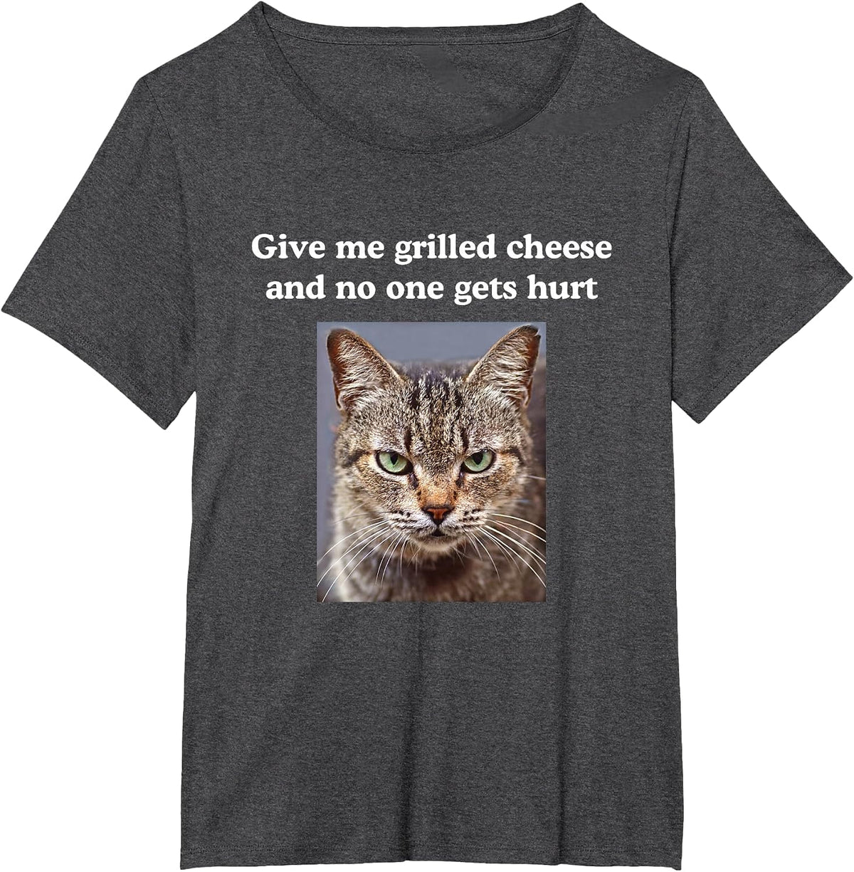 Funny Sarcastic Gray Tabby Cats Quote Love Grilled Cheese T-Shirt - Dark Heather Grey