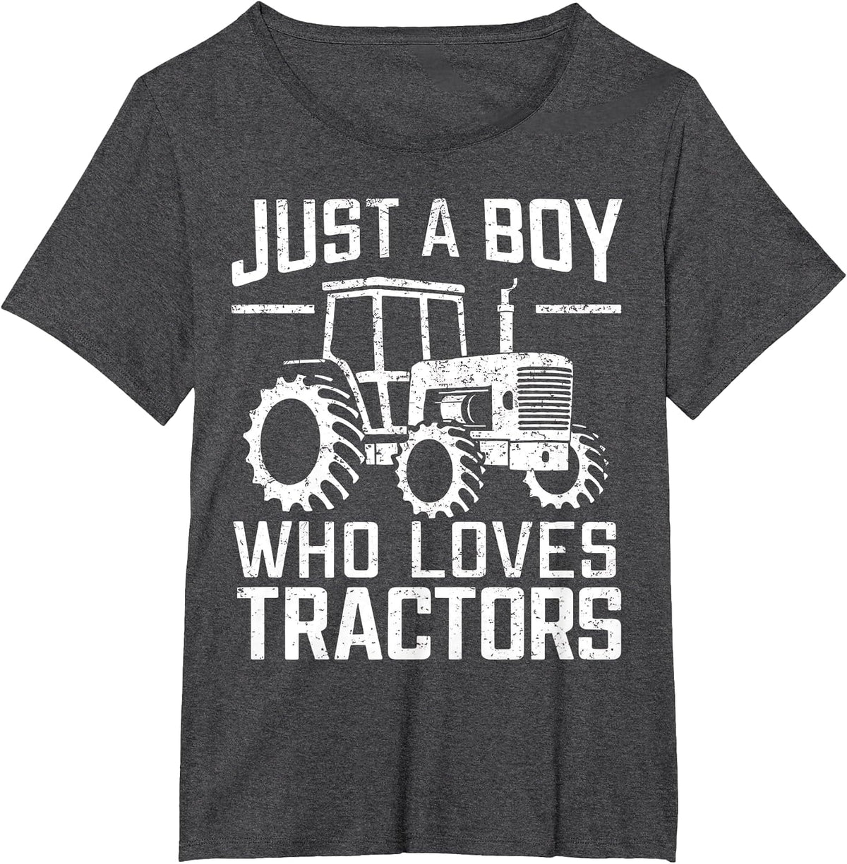 Just A Boy Who Loves Tractors Farmer Farm Lover T-Shirt - Dark Heather Grey