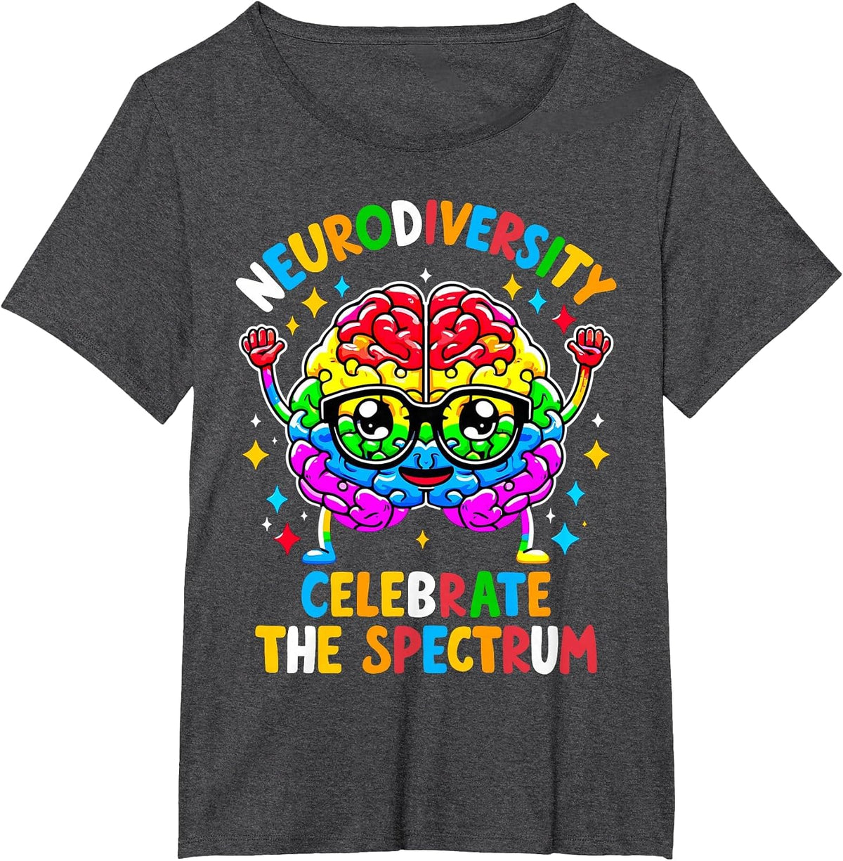 Neurodiversity Brain Autism Awareness T-Shirt - Dark Heather Grey