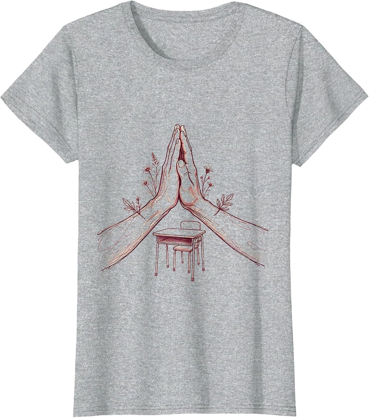 High Five Teacher Graphic Illustration Design T-Shirt - Heather Grey