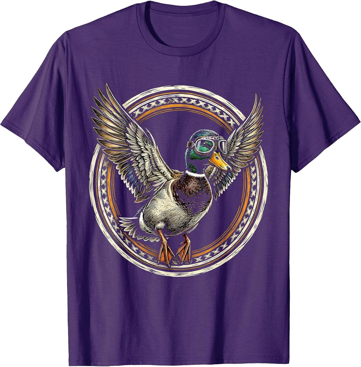 Duck Aviator Goggles Mid-Flight Graphic T-Shirt - Purple