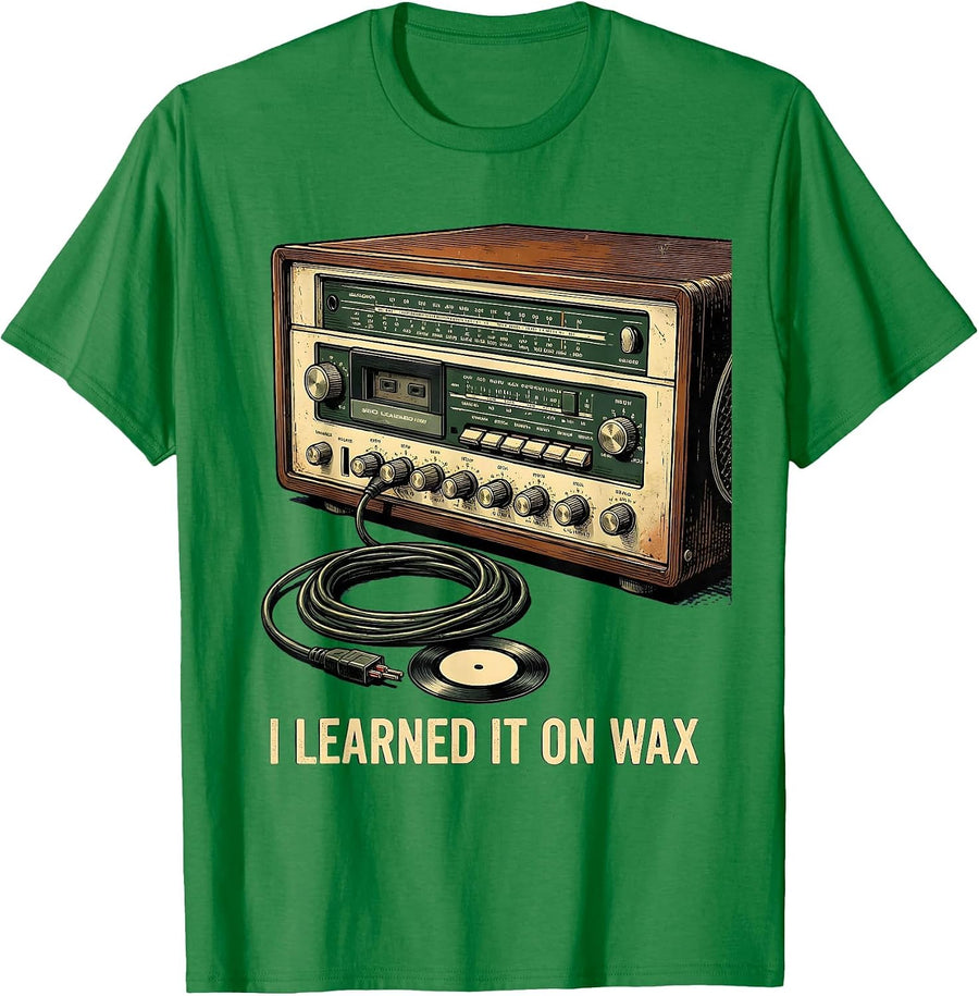 Men's I Learned It On Wax Vintage Retro Hip-Hop Music Nostalgia T-Shirt - Kelly Green