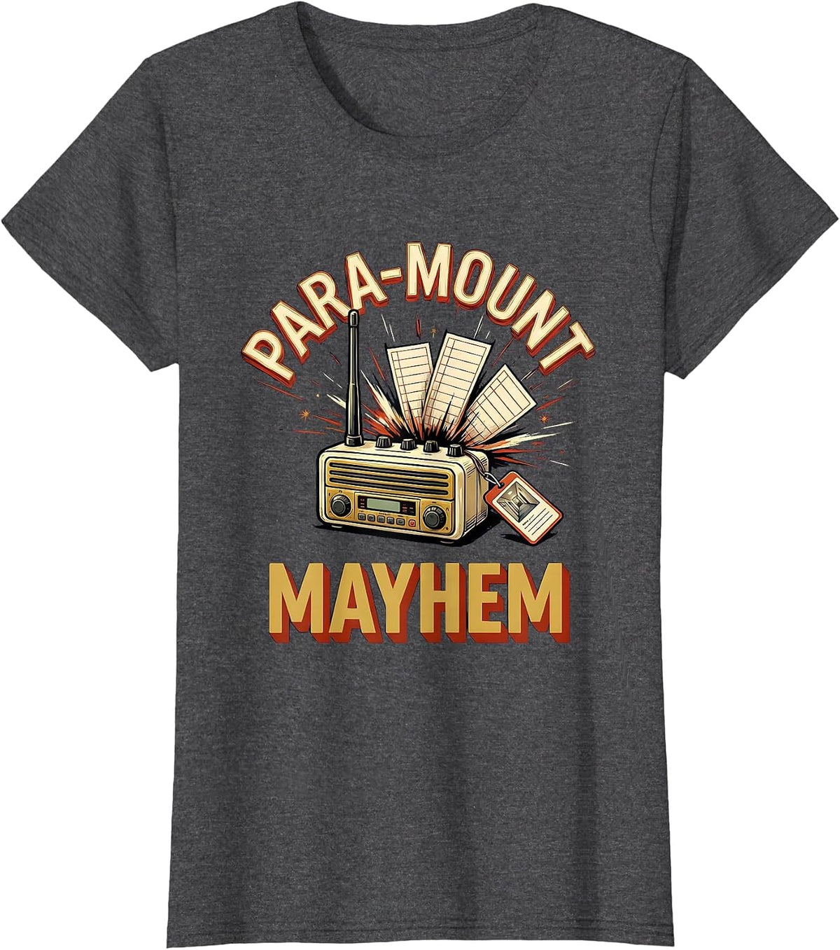 Women's Para-Mount Mayhem Funny Paraprofessional Paraeducator T-Shirt - Dark Heather Grey