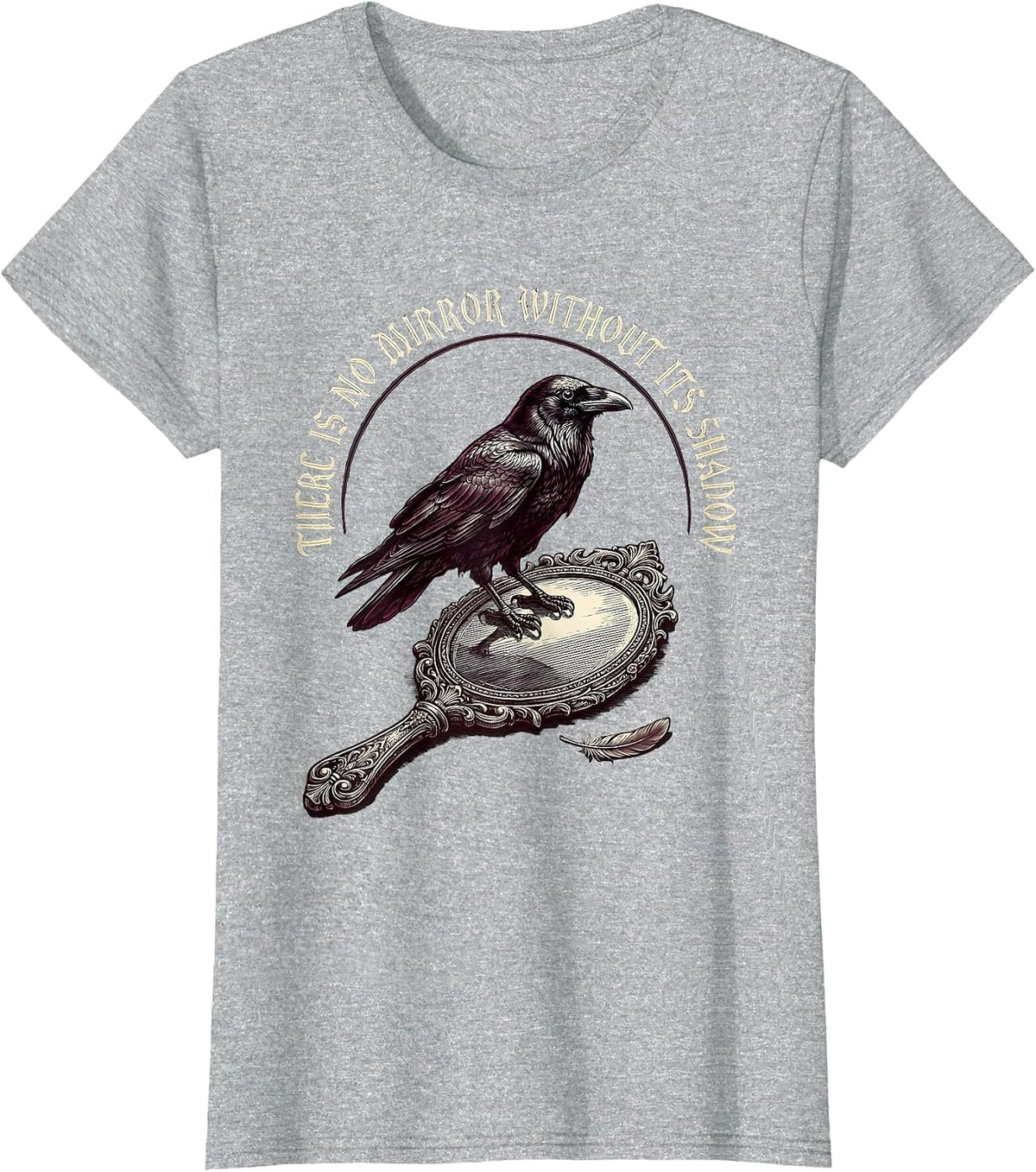 Women's There Is No Mirror Without Its Shadow Gothic Edgar Allan Poe T-Shirt - Heather Grey