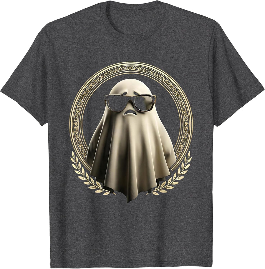 Boo Jee Ghost Wearing Designer Sunglasses T-Shirt, Men, Dark Heather Grey, 3X-Large - As Pictured