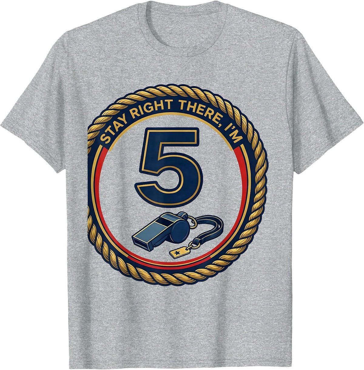 Men's Stay Right There, I'm 5 Police Officer Future Cop Kids T-Shirt - Heather Grey