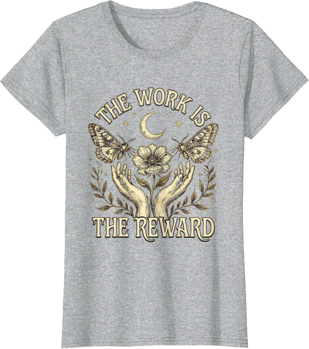 Women's The Work Is The Reward Social Worker Design T-Shirt - Heather Grey