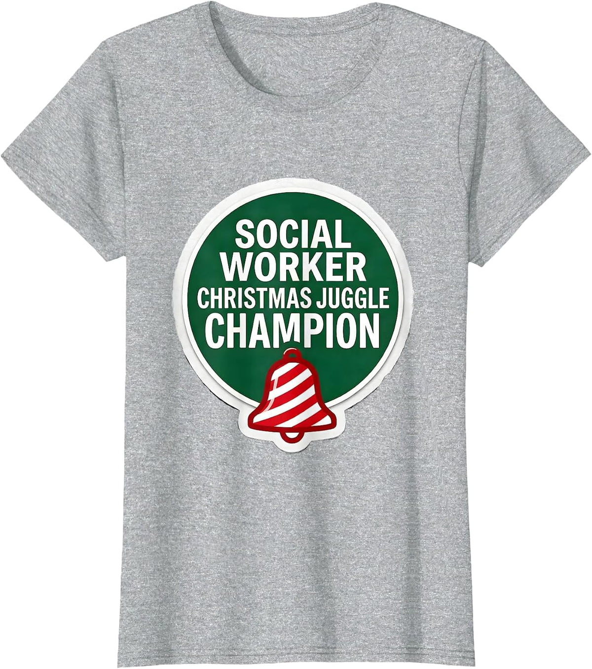 Social Worker, Christmas Juggle Champion Funny T-Shirt - Heather Grey