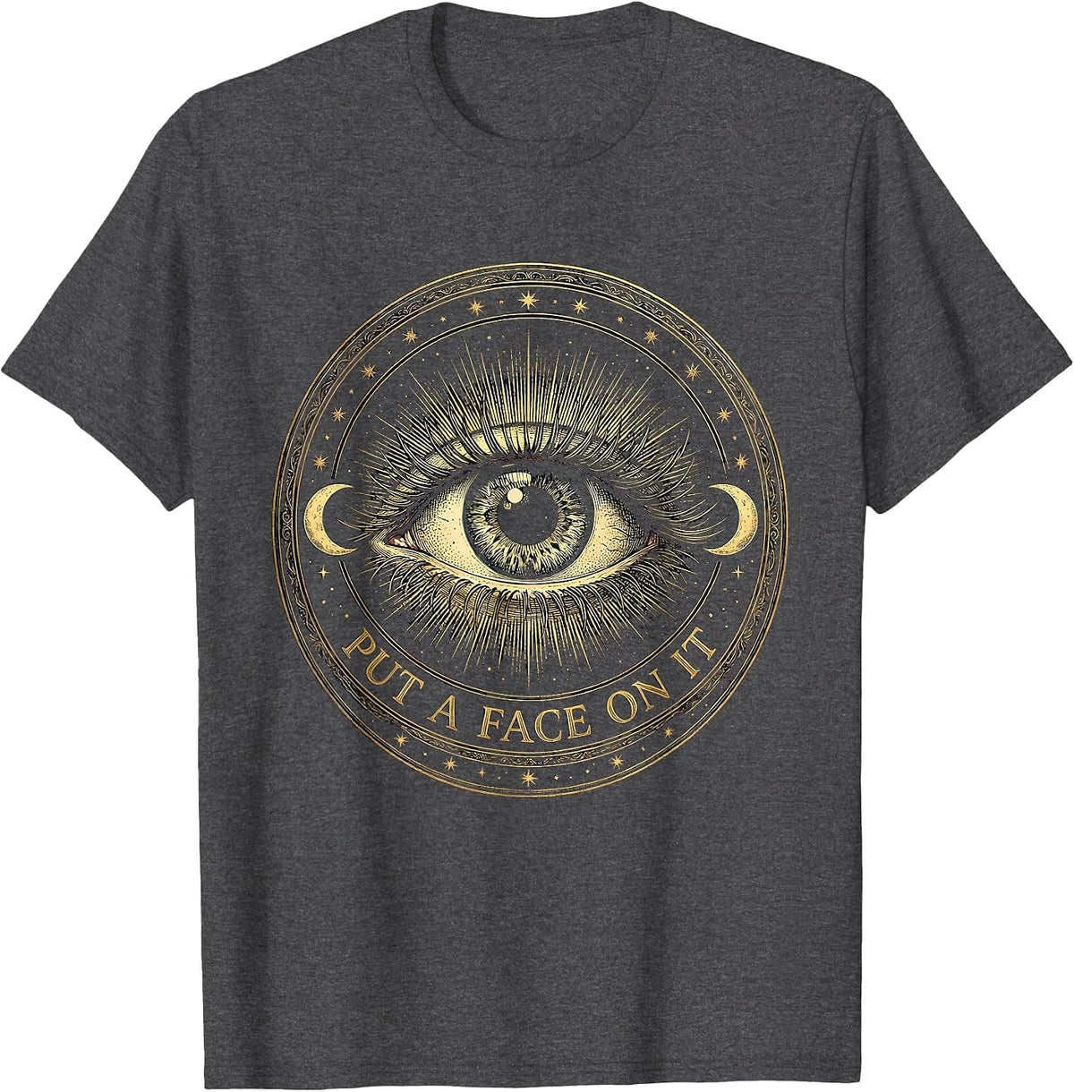 Men's Put a Face on It Bold Graphic Design T-Shirt - Dark Heather Grey