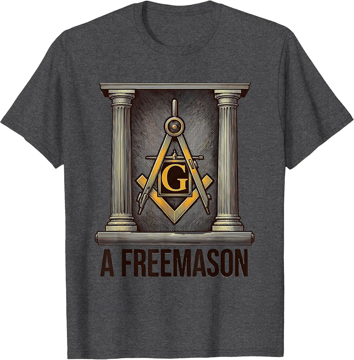 A Freemason Crosshatch Etching Masonic Lodge Member Gift T-Shirt - Dark Heather Grey